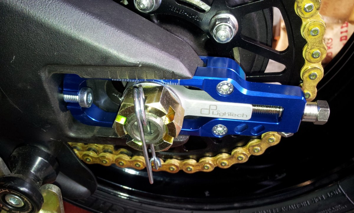 Rear Axle Cotter Pin and LighTech Chain Adjuster | Kawasaki Ninja 
